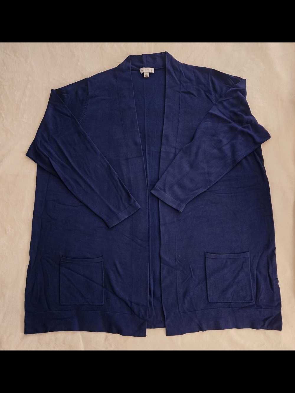 Susan Graver Bright Navy Blue Open Cardigan with Pockets